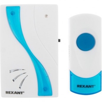 Беспроводной дверной звонок REXANT RX-2 32 мелодии 100 м кнопка IP 44 (белый/синий)
