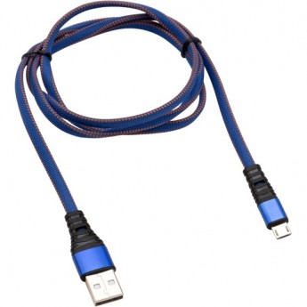 Кабель REXANT USB-microUSB плоский синяя джинсовая оплетка