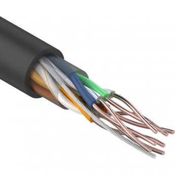 Кабель витая пара REXANT U/UTP, CAT 5e, ZH нг(А)-HF, 4PR, 24AWG, OUTDOOR, SOLID, черный, 305 м