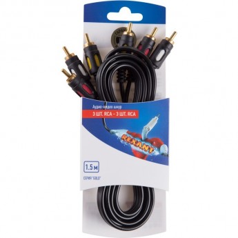 Шнур REXANT 3RCA - 3RCA, 1,5м, GOLD
