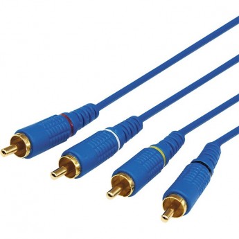 Шнур REXANT 4 RCA - 4 RCA 5 м синий gold