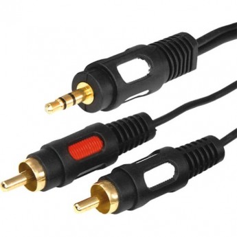 Шнур REXANT стерео 3.5 мм - 2 RCA 5 м gold